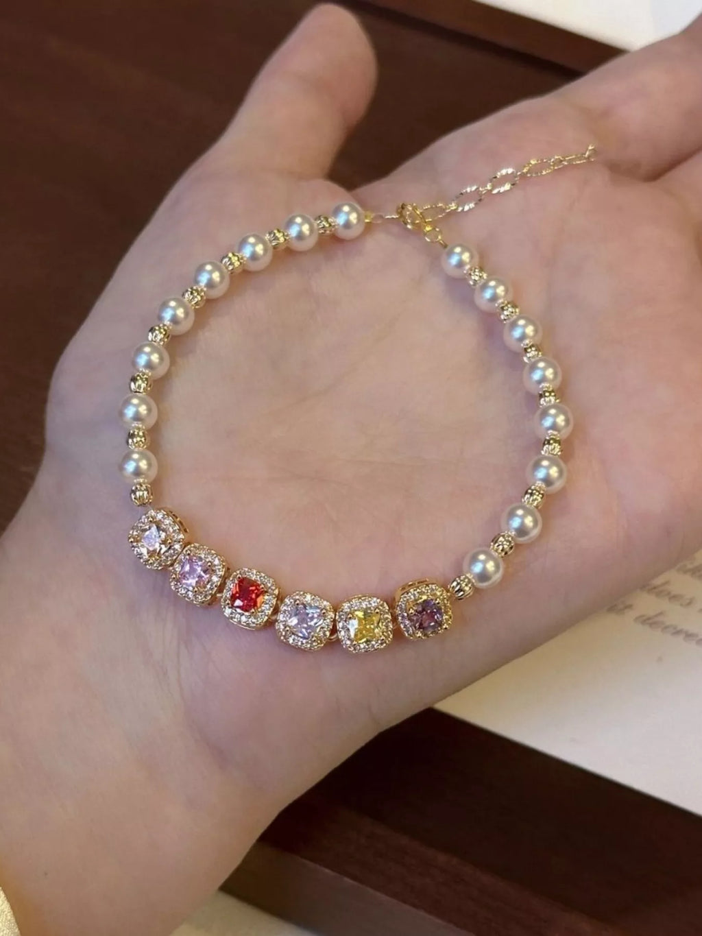 Women's Pearl & Zircon Adjustable Bracelet