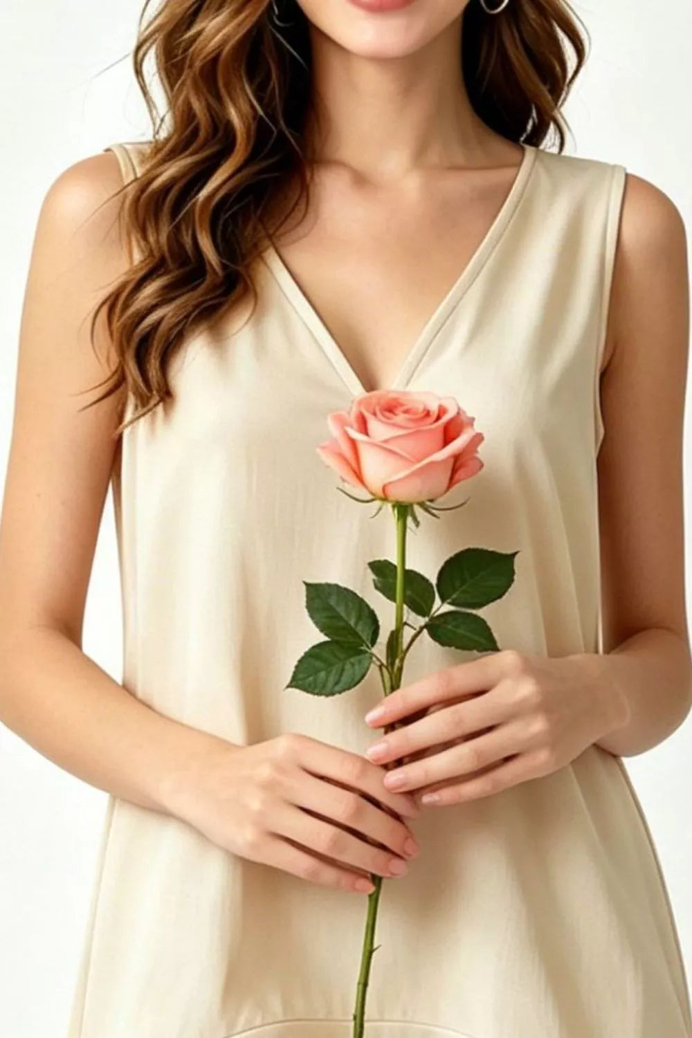 Women's Mini Dress – Ruffle Hem V-Neck