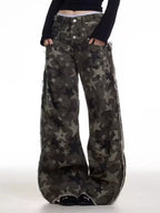 Men's Full Size Star Print Wide Leg Jeans Plus Size