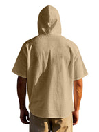Men's Full Size Casual Hooded Short-Sleeve Shirt Plus Size