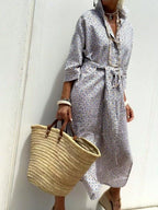 Women's Midi Dress – Printed Button-Down Plus