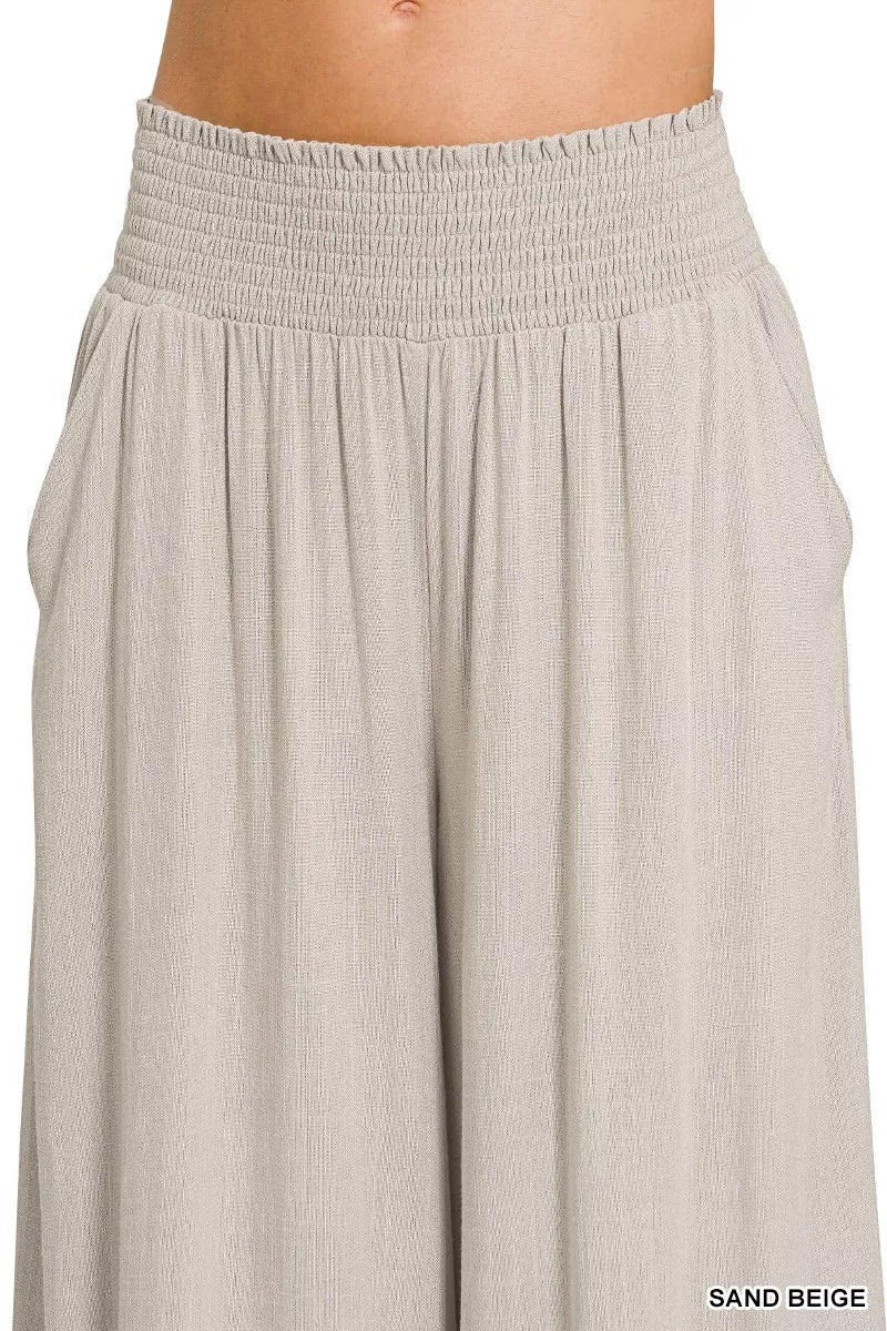 Women's Wide Leg Lounge Pants – Smocked Waistband