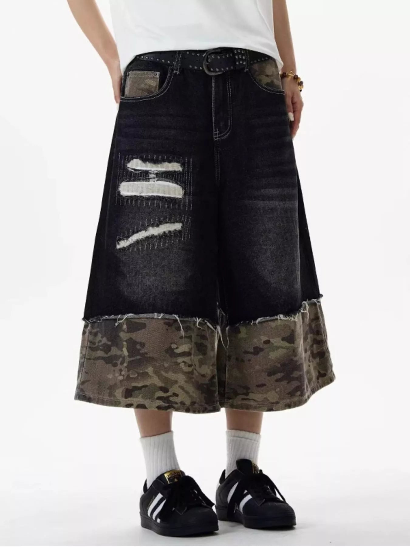 Men's Shorts – Distressed Wide Leg Denim