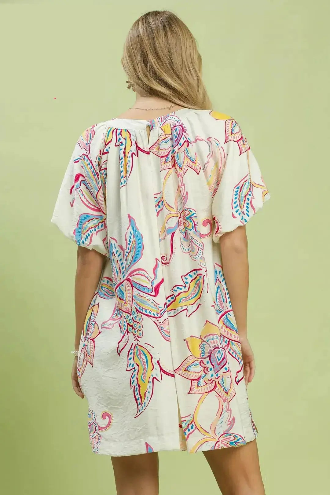 Umgee Boho Floral Print Mini Dress with Pockets Trendsi