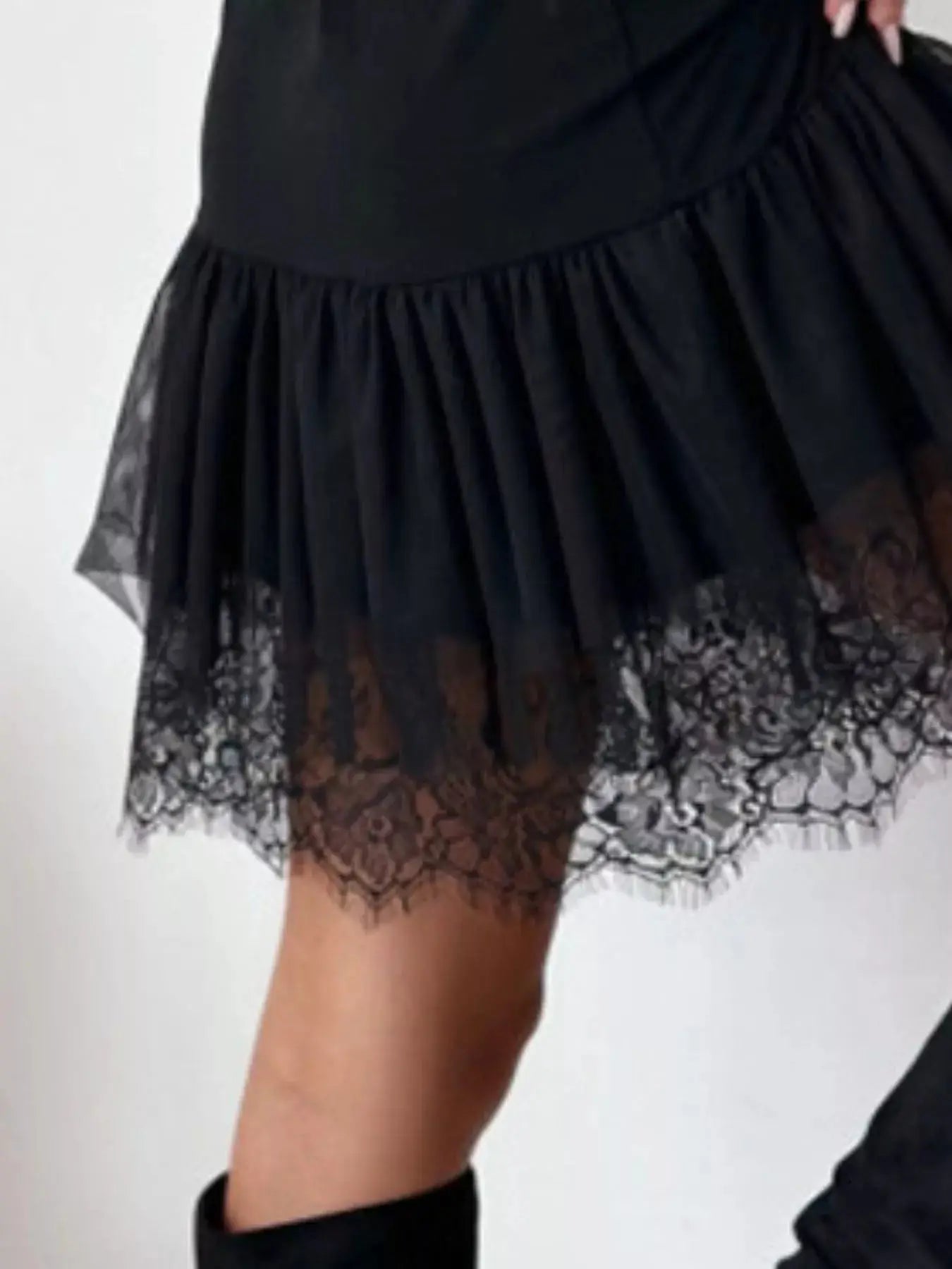 Sleeveless Tulle Hem Mini Dress Trendsi