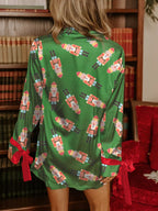 Women's Loungewear Nutcracker Button Top and Shorts Set