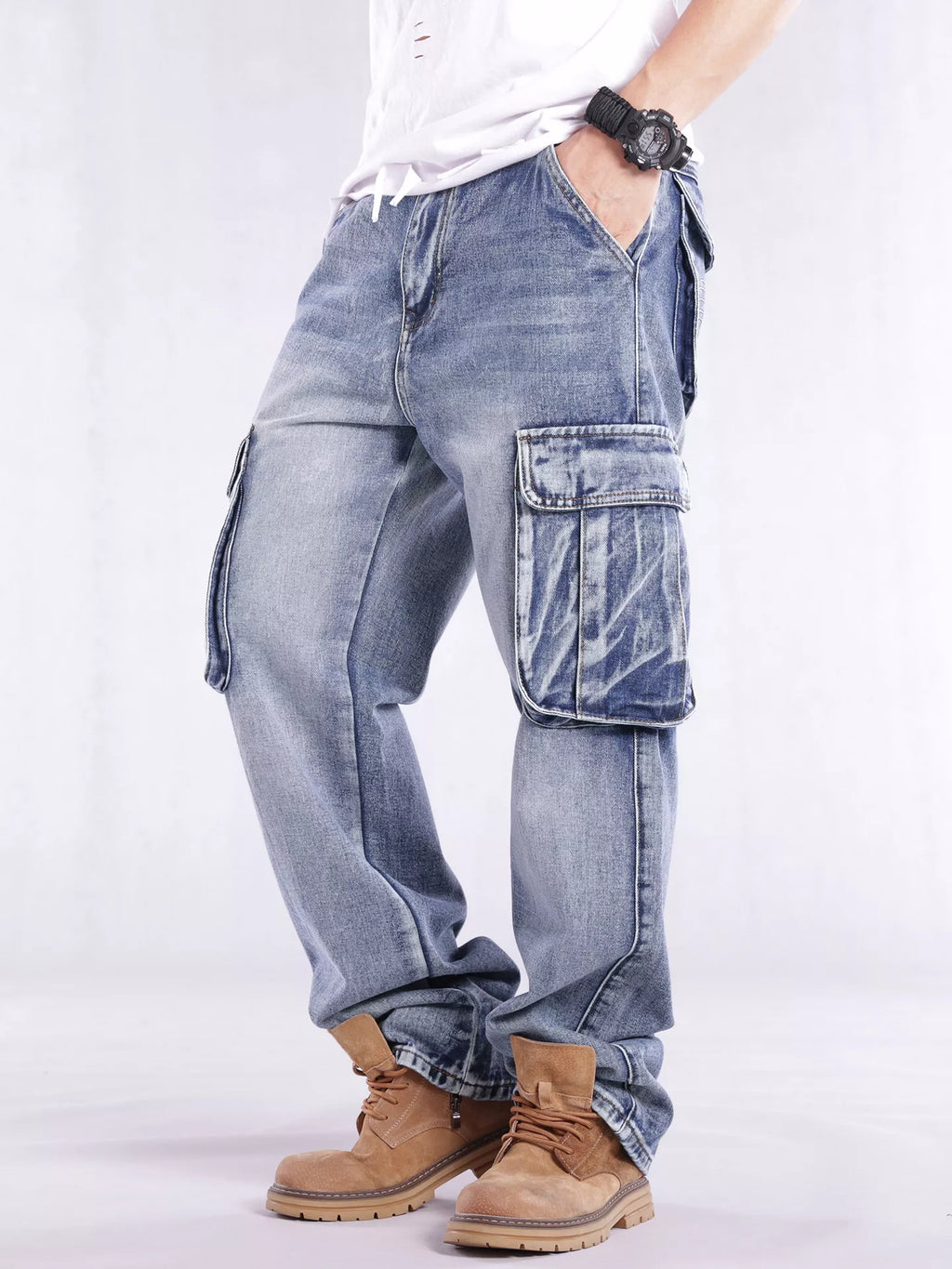 Men's Cargo Jeans Loose Fit