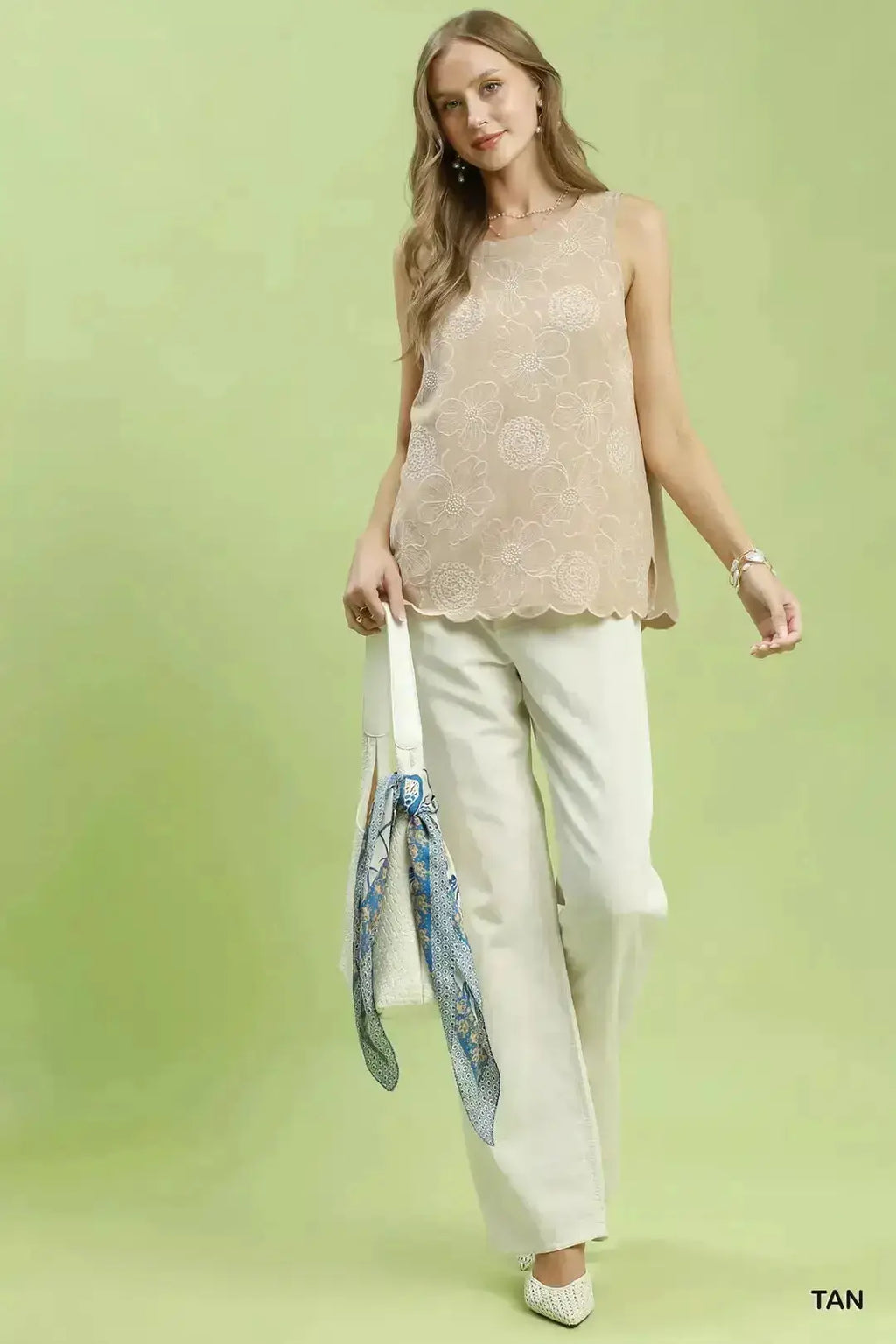 Umgee Floral Embroidered Sleeveless Top by Parfymia
