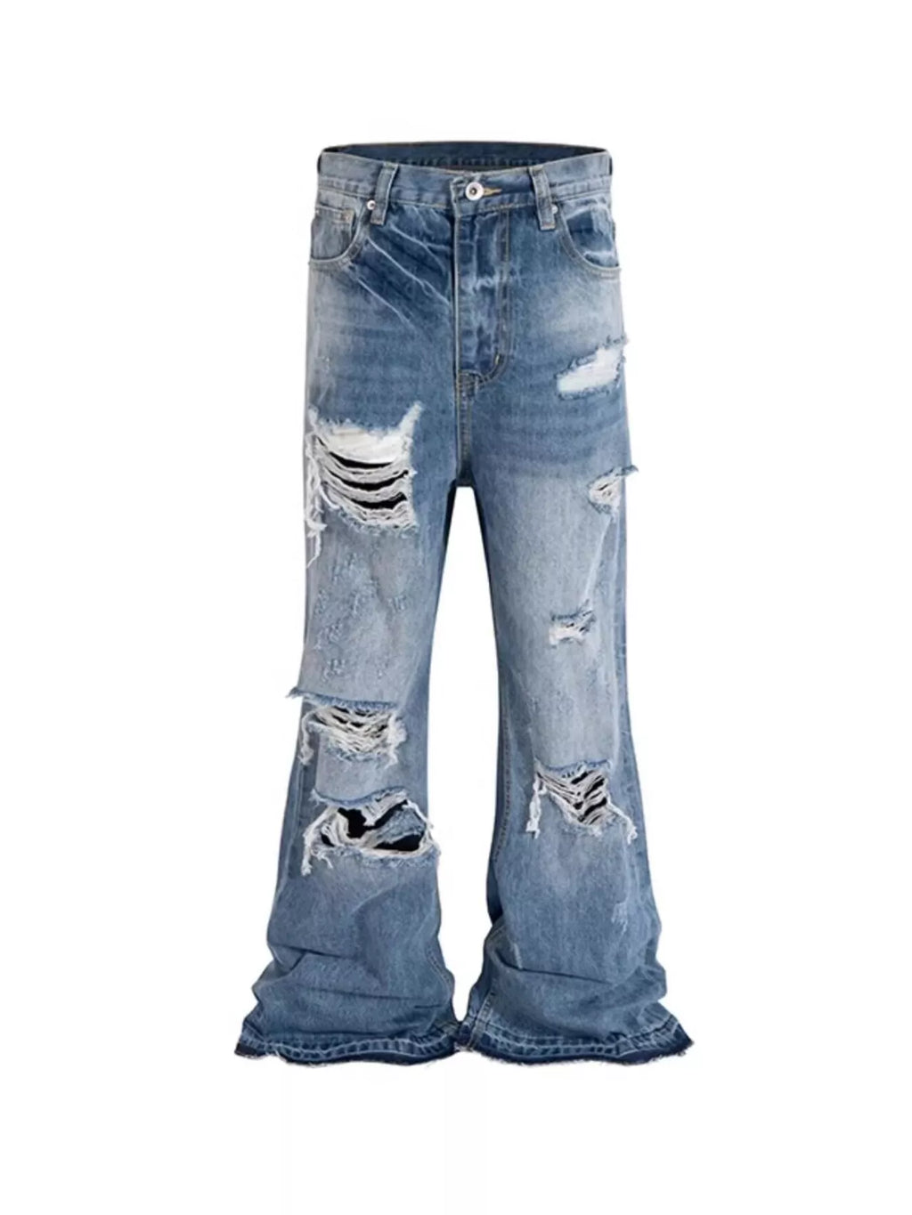 Men's Wide Leg Jeans – Distressed