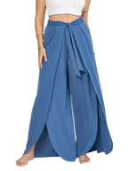 Women's Plus Size Wide Leg Pants with Tied Slit