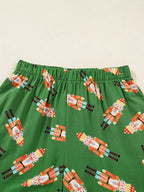Women's Loungewear Nutcracker Button Top and Shorts Set