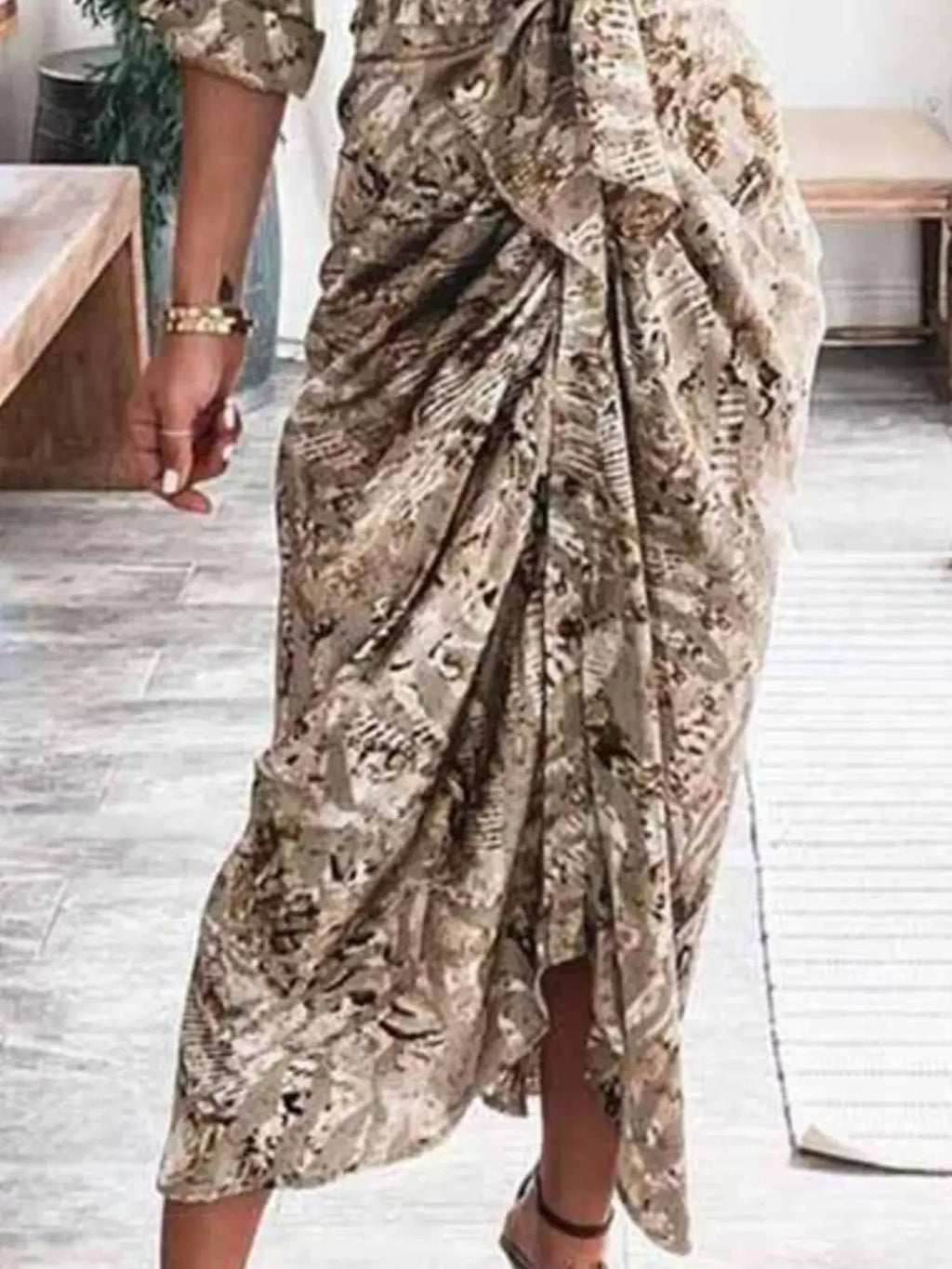 Tie-Waist Button-Down Midi Dress Trendsi