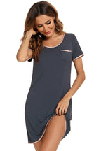 Women's Lounge Dress – Contrast Trim Pocketed