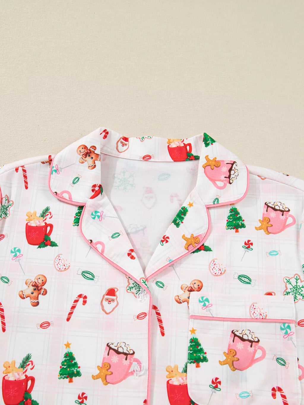 Women's Pajama Set – Holiday Print Blush